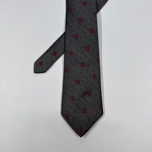 Boston Harbor Grey Red Geometric Textured Silk Blend Necktie Mens OS